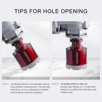 2pcs 1 4 Inch（6mm） Diamond Hole Saw Tile Masonry Core Drill bits for Porcelain Ceramic Concrete Granite Marble 5