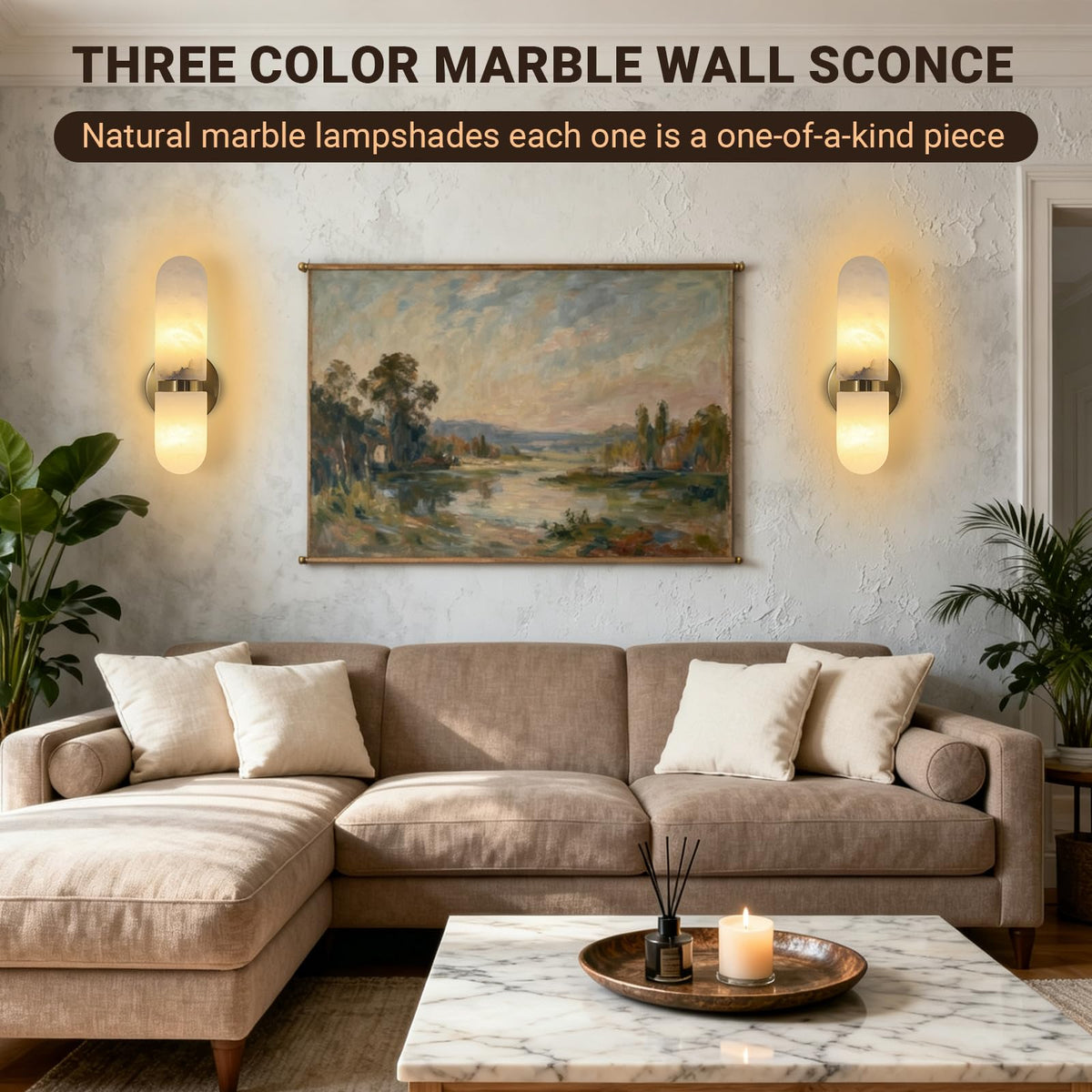 13in Alabaster Wall Sconces (Gold-13in-1 Pack)