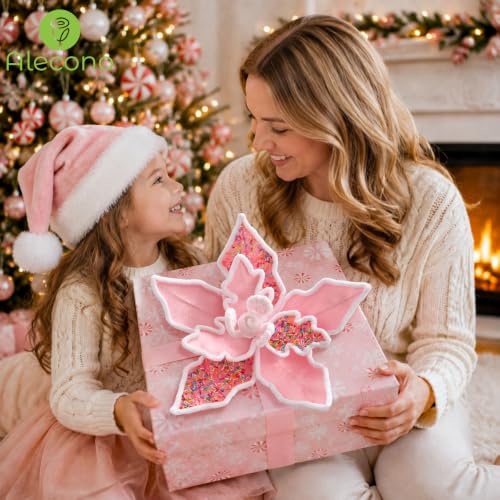 12 PCS 13in Pink Candy Cane Poinsettia Artificial Christmas Flowers (Pink Candy)