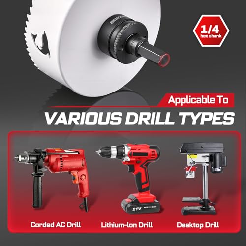 6 Inch(152mm) Hole Saw, 1PC HSS Bi-Metal Hole Saw Kit with Shark Tooth Hole Cutter for Wood,Drywall, PVC Boards and Thin Metal (1 PCS 6")