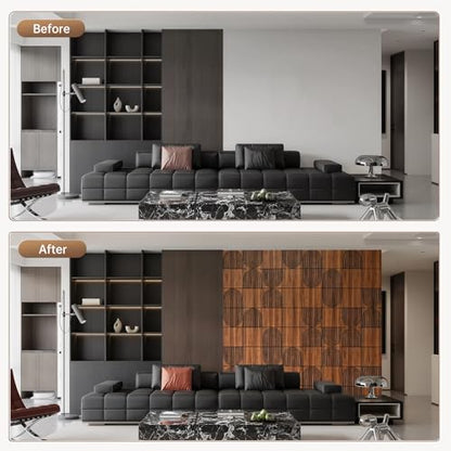 Teak Wood Grain 3D Wall Panels with Adhesive