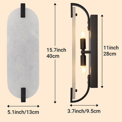 Modern Alabaster Wall Sconces (Black-15.7in-1 Pack)
