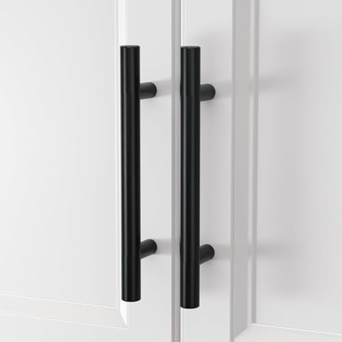 2Pack 3.75in Cabinet Handles Black Kitchen Cabinet Pulls Drawer Pulls for Dresser Drawers (3-3/4in hole centers / Black)