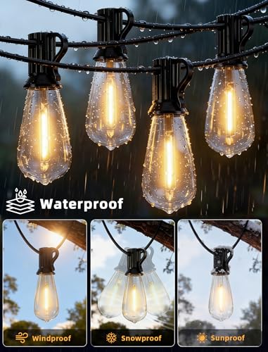 ST40 LED Outdoor String Lights with Shatterproof Vintage Edison Bulbs
