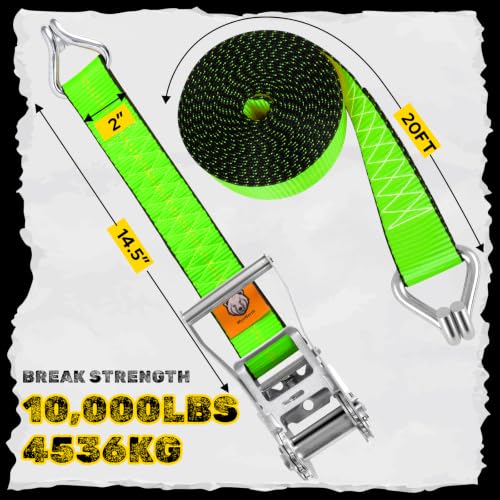2" x20' Ratchet Straps with J Hooks