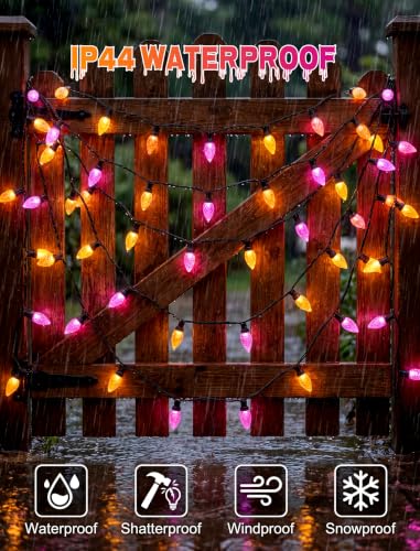 26Ft Halloween String Lights Outdoor (Orange/Purple)