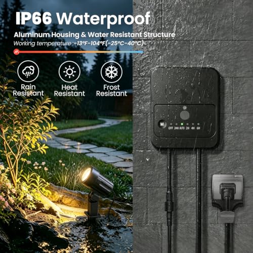All-in-One Low Voltage Landscape Lighting Kit, Outdoor Lights with Transformer and Wire, LED Spotlight 2700K Dusk to Dawn, IP66 Waterproof Landscape Lights for Patio Garden Yard House