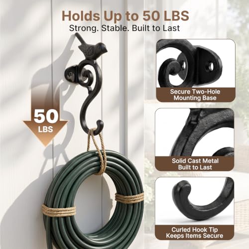 Cast Iron Black Bird Hook