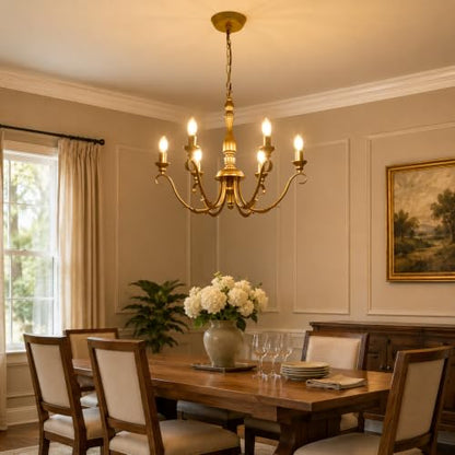 Farmhouse Vintage Antique Brass Chandelier