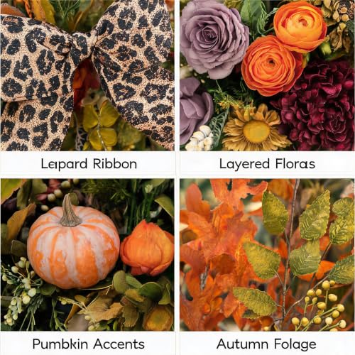 Fall Wreaths for Front Door 24 Inch Artificial Autumn Wreath Rustic Decor