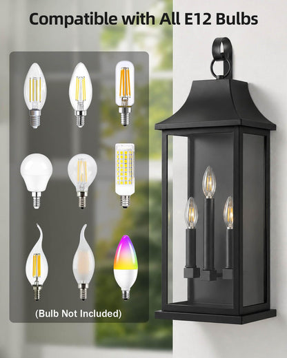 25" Extra Large Outdoor Wall Lanterns 2 Pack (Black / 25 Inch)