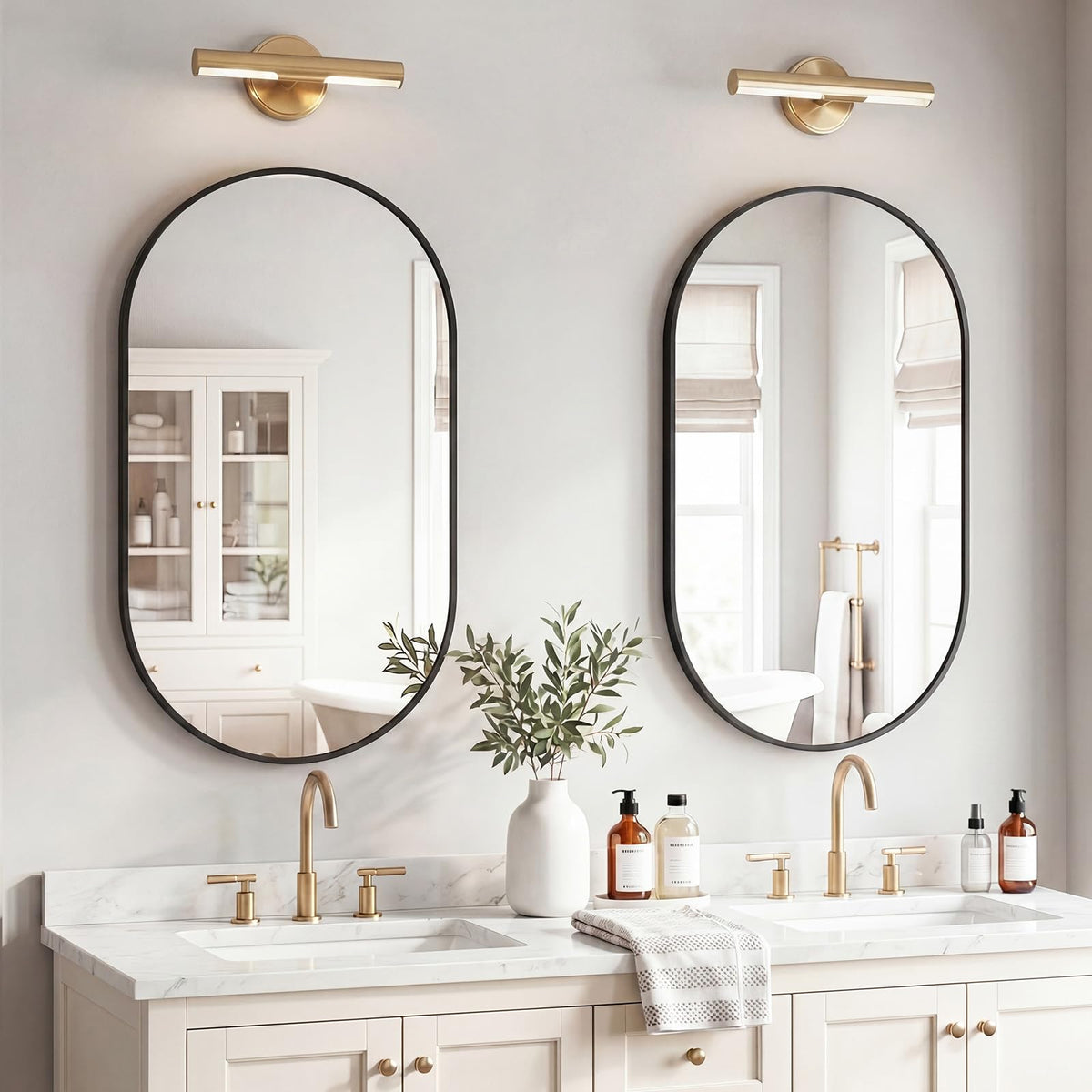 24" x 36" Oval Bathroom Mirror (Black / 24"L x 36"W / Oval)