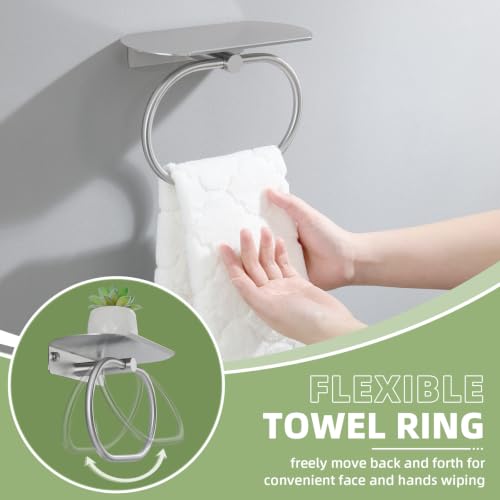 Bathroom Hand Towel Holder with Shelf Brushed Nickel