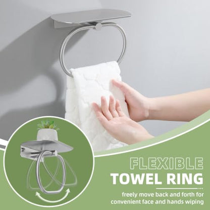 Bathroom Hand Towel Holder with Shelf Brushed Nickel