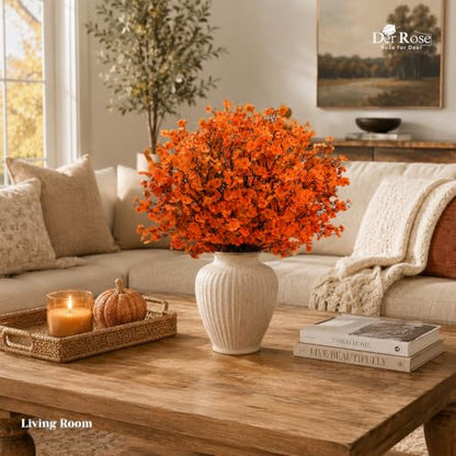 24 Orange Fall Babys Breath Artificial Flowers for Home Vase Decor (Fall Mixed Color)