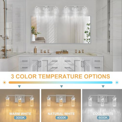 3 Light Brushed Nickel Bathroom Vanity Light with 3 Color Modes (3-light / Brushed Nickel)