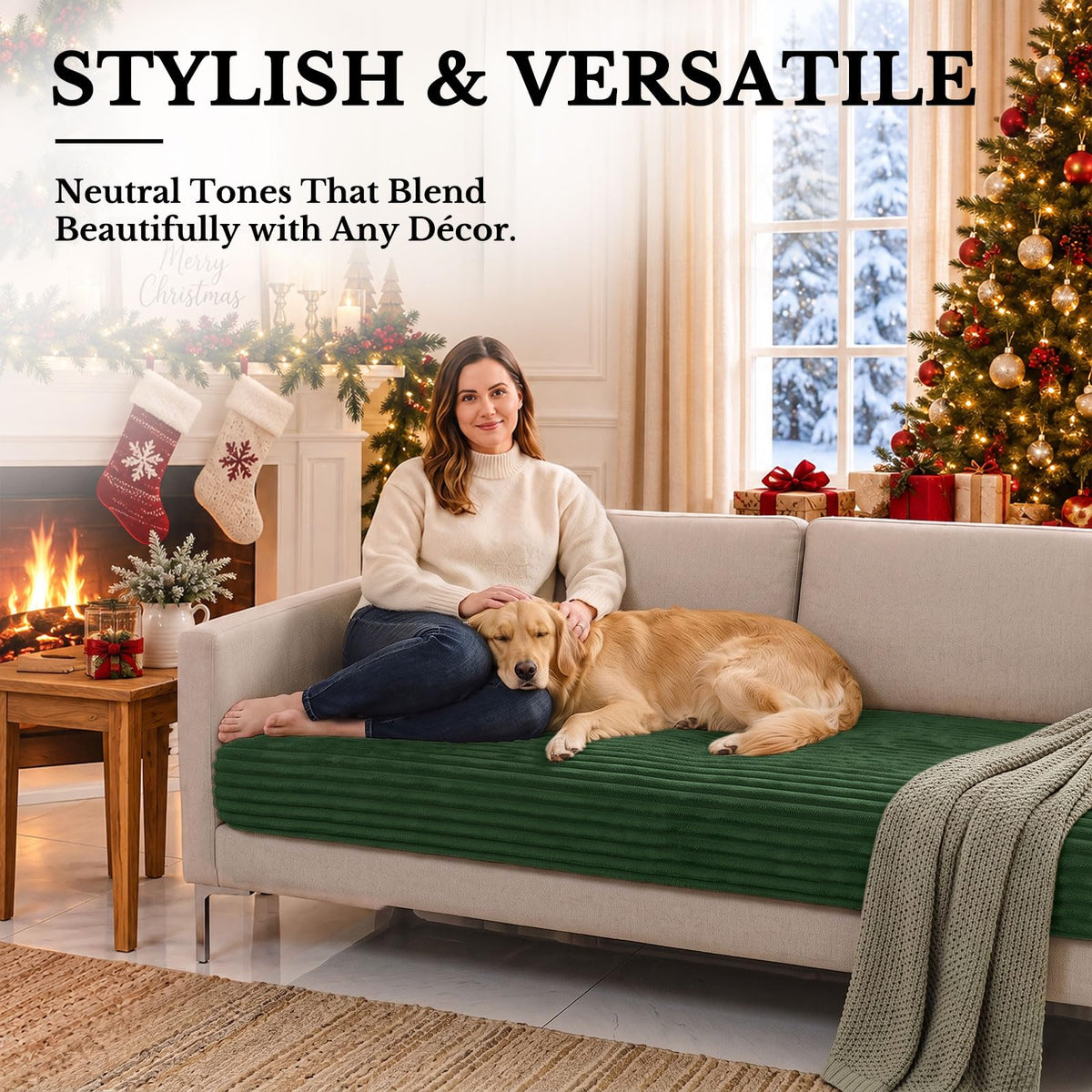 Waterproof Couch Cover for Dogs (Dark Green / 36"x94.5")