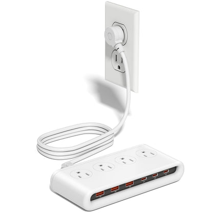 10-in-1 Power Strip with USB C Ports, 35W USB, 4 AC & 6 USB Ports (White)