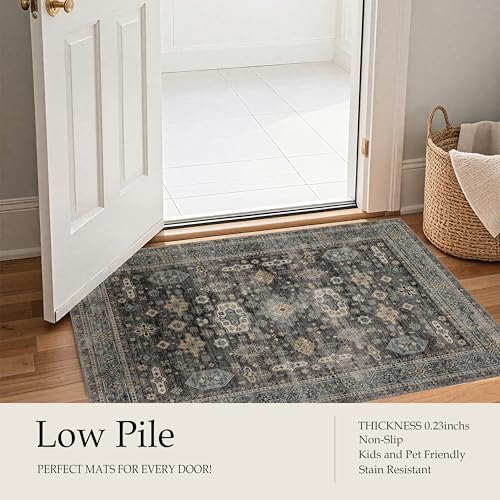 Hallway Washable Runner Rug 2×6 (Silver / 2' x 6' (Rectangular))