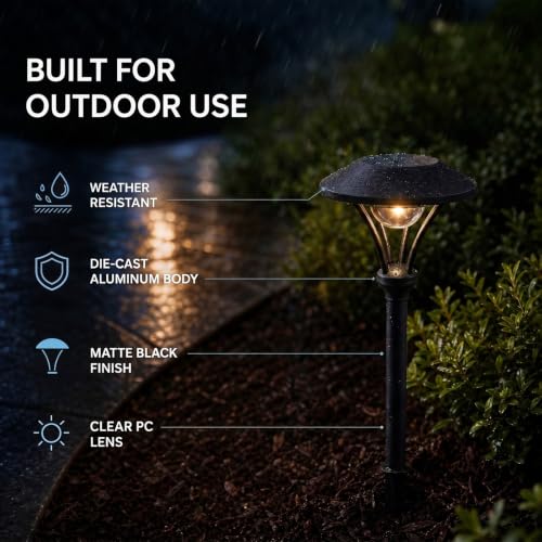 Pathway Lights Low Voltage Outdoor Landscape Lighting 1W 60 Lumen 3000K 12V AC Path Lights Warm White Light with Connector Spike Stake for Garden Yard Driveway Lawn