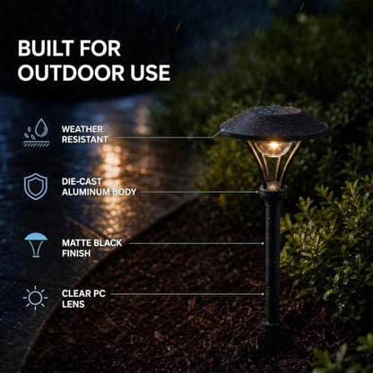 Pathway Lights Low Voltage Outdoor Landscape Lighting 1W 60 Lumen 3000K 12V AC Path Lights Warm White Light with Connector Spike Stake for Garden Yard Driveway Lawn