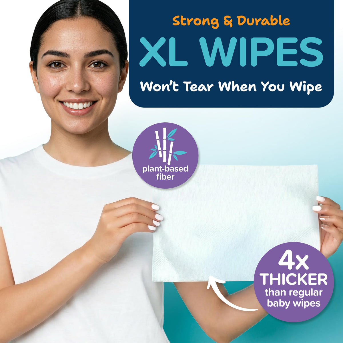 Bath Body Wipes For Adults Bathing No Rinse (50 Pack)