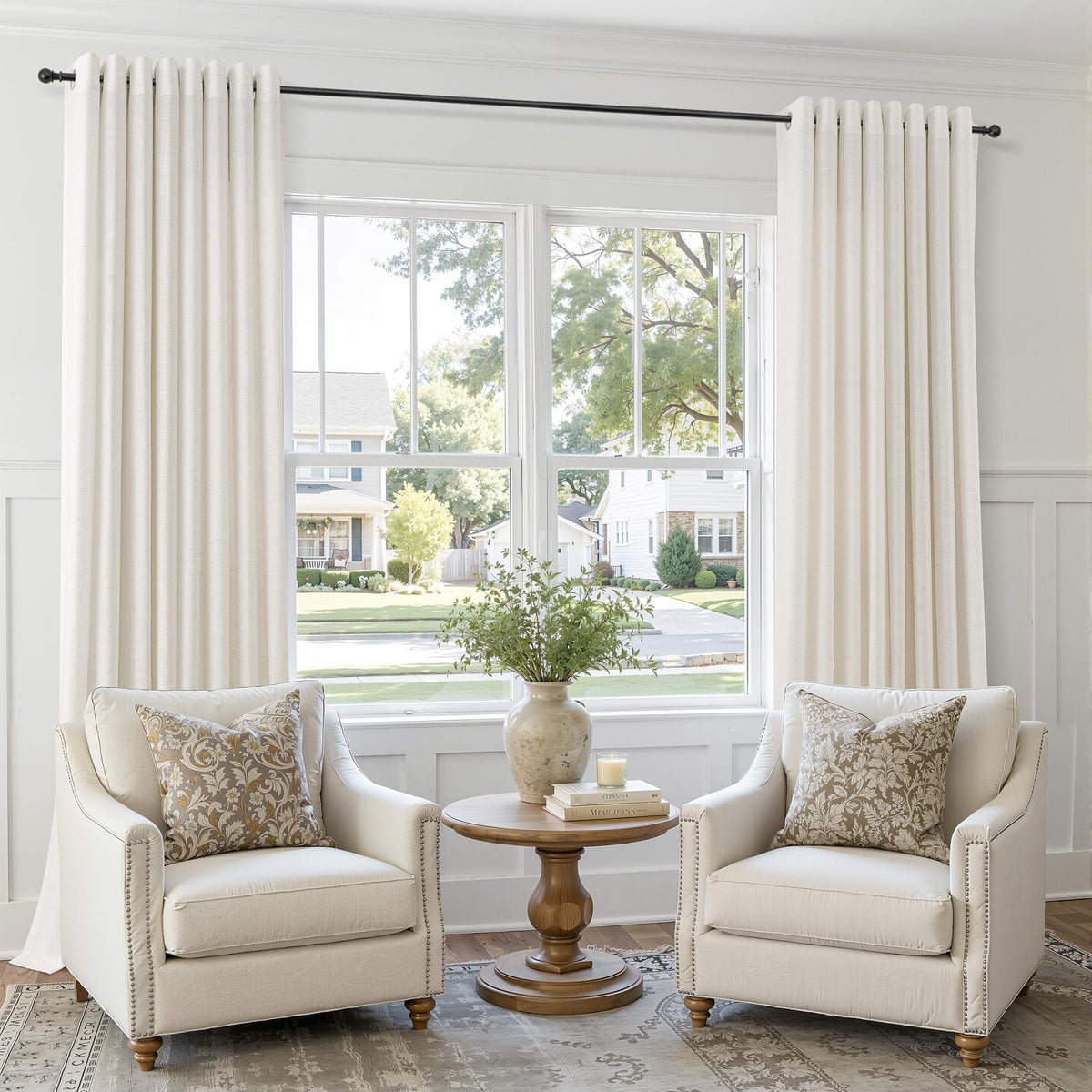 Natural Grommet Linen Curtains 144 Inches Long for Living Room (Natural / 52"W x 144"L (Pack of 2))
