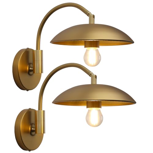 Modern Brass Wall Sconce Hardwired 2 Pack