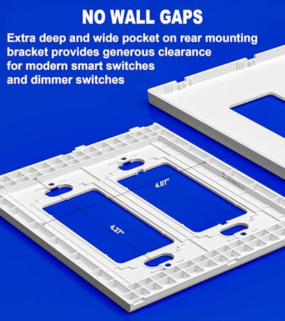 2 Gang Midsize Screwless Switch Plate (2 Gang - 5 Pack)