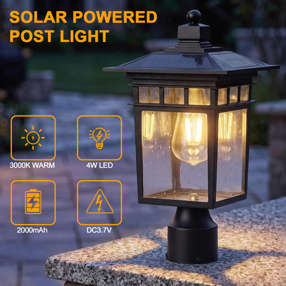 Solar Post Lights Outdoor (Black / 17-Inch-1 Pack-Solar Powered)