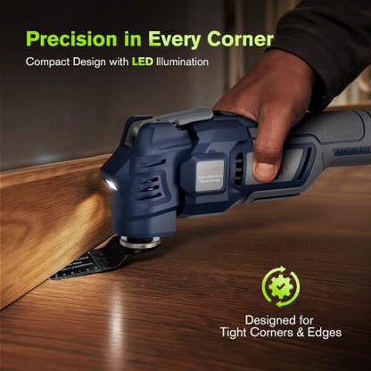 Oscillating Multi Tool Kit with LED Light and Quick Blade Change
