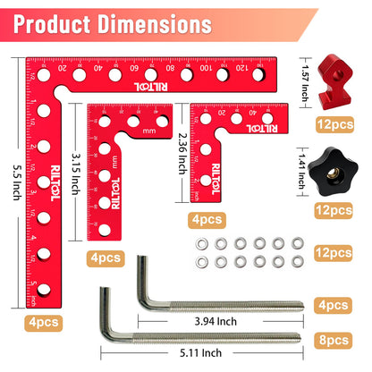 12Pcs Corner Clamps for Woodworking (Red)