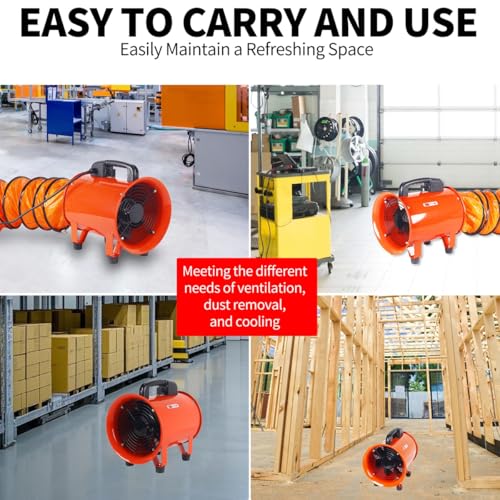 8 Inch Industrial Portable Air Blower Ventilator with Hose