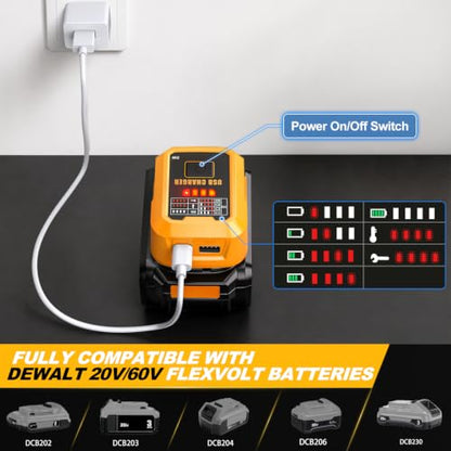 100W PD3.1 USB C Battery Charger Compatible with Dewalt 20V Max Battery