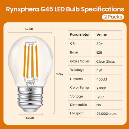 G45 Non Dimmable Light Bulbs 2700K