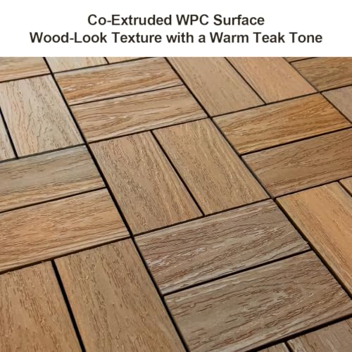 9 Pcs Wood Interlocking Deck Tiles