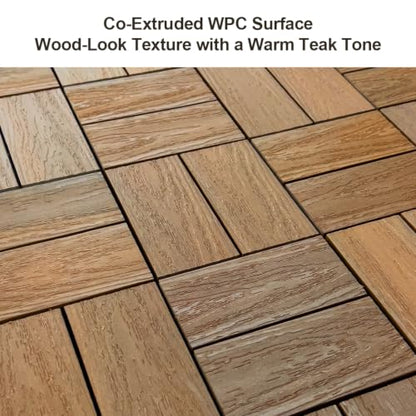 9 Pcs Wood Interlocking Deck Tiles