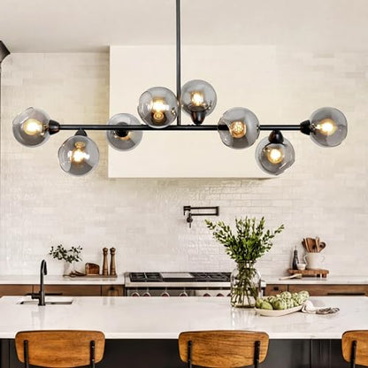 Large Linear Chandeliers for Dining Room Extra Long Linear Chandelier with Open Glass Lampshade Sputnik Goble Glass Chandelier
