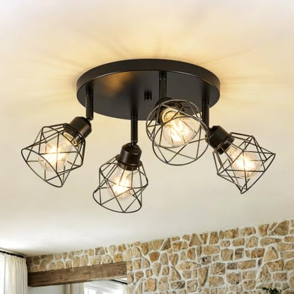 4 Light Black Farmhouse Kitchen Semi Flush Mount Ceiling Light (Black / 4-light)
