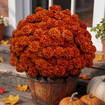 Artificial Fall Mums (Orange-12 Bundles)