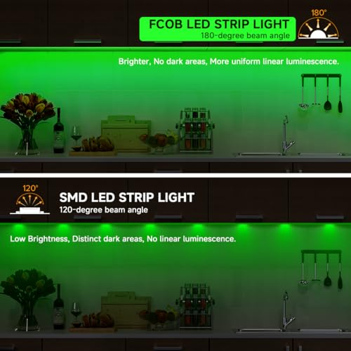 FCOB 5V USB Powered Green Color COB LED Strip Lights for TV (Green / 3.28FT)