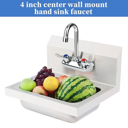 4 Inch Center Commercial Sink Faucet with Gooseneck Spout