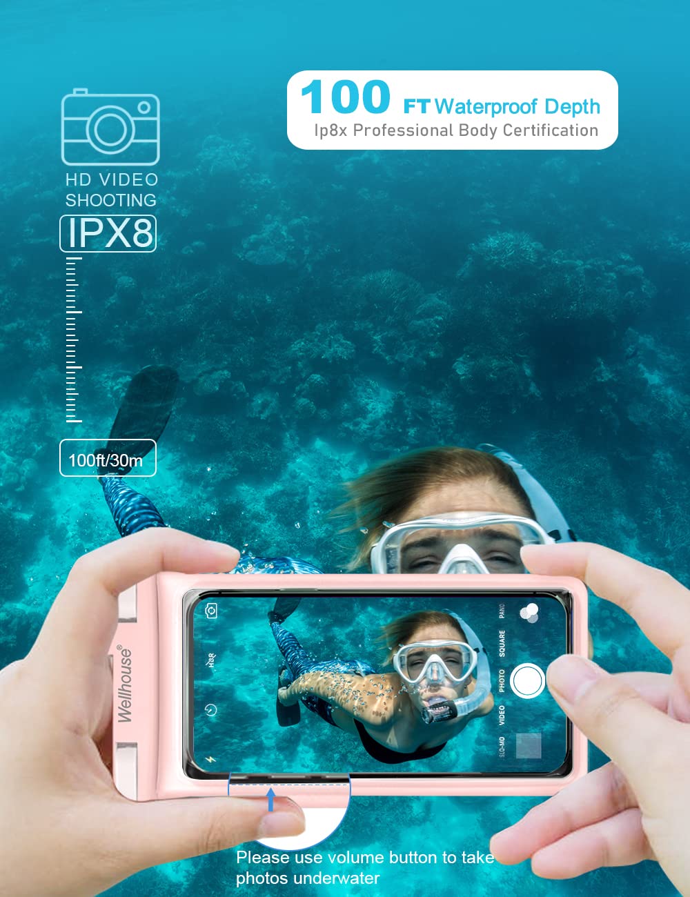 Waterproof Phone Pouch (2 Pack - Pink & White7.0")
