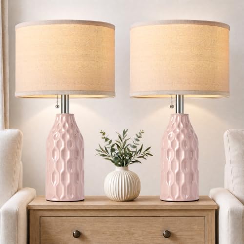 Modern Ceramic Table Lamps Set of 2 for Living Room Bedroom