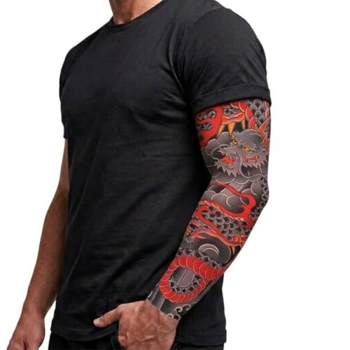 2 Pcs Tiger Dragon Crane Tattoo Arm Sleeves