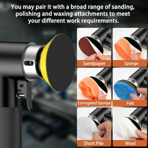1/2/3 Inch Random Orbital Air Sander, Mini Da Sander for Auto Body Work, High Speed Pneumatic Sander for Metal & Woodworking/Car Polishing Waxing/DIY Projects