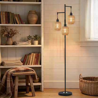 Rustic Vintage Farmhouse Boho Tree Floor Lamp