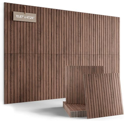6 Pack Large Felt Bulletin Board (Walnut Slat / Fine-stripe 6-pack)