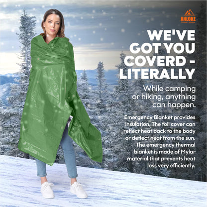 Emergency Blanket Mylar Thermal Blanket (Green-4 Pack)