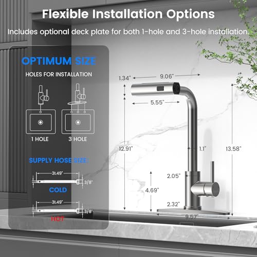 4 Mode Kitchen Faucet with Pull Down Sprayer